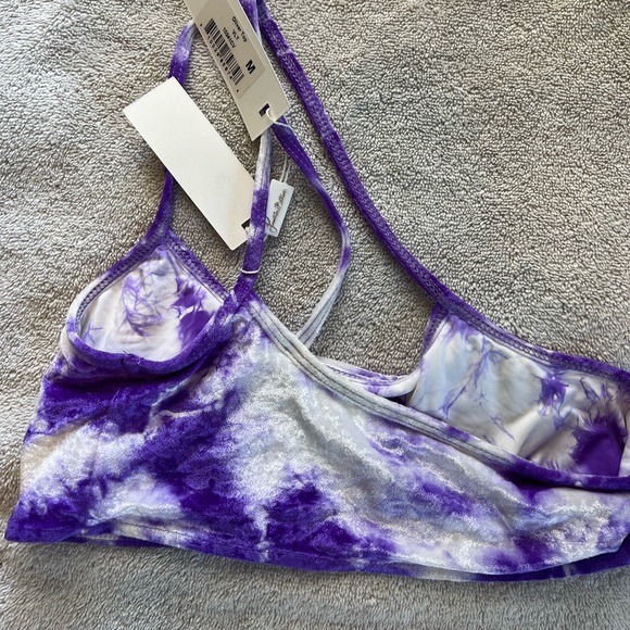 Frankie’s bikinis SET crushed velvet purple top medium bottoms large - Picture 4 of 7
